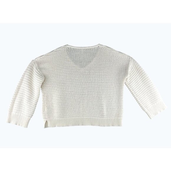 Madewell Breezeway Pullover Ivory Knit V-Neck Cropped Sweater Womens Medium - Picture 8 of 14